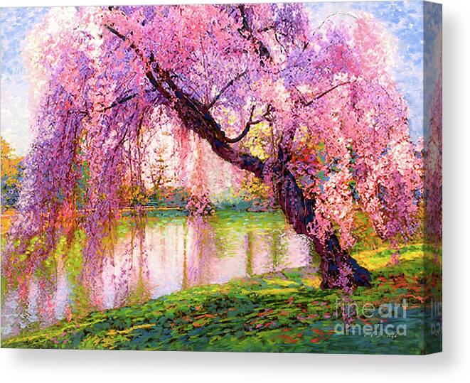 Landscape Canvas Print featuring the painting Cherry Blossom Beauty by Jane Small
