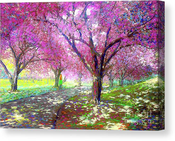 Landscape Canvas Print featuring the painting Cherry Blossom by Jane Small