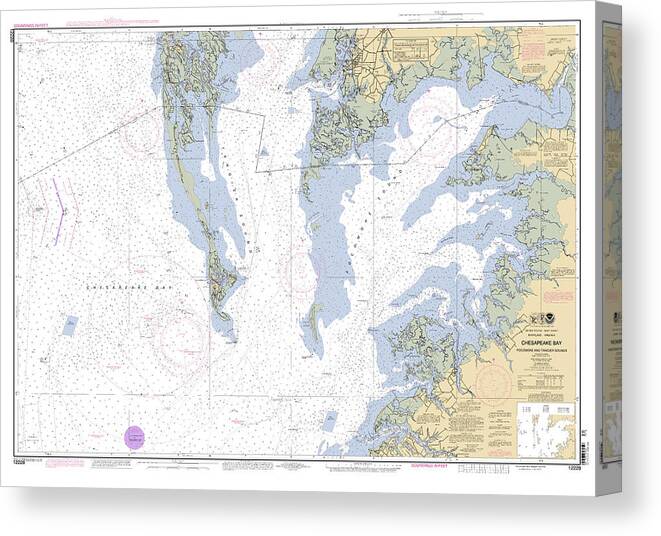 Chesapeake Bay Pokomoke And Tangier Sounds Canvas Print featuring the digital art Chesapeake Bay Pokomoke and Tangier Sounds, NOAA Chart 12228 by Nautical Chartworks