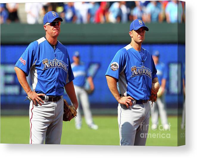 American League Baseball Canvas Print featuring the photograph Chipper Jones and David Wright by Dilip Vishwanat