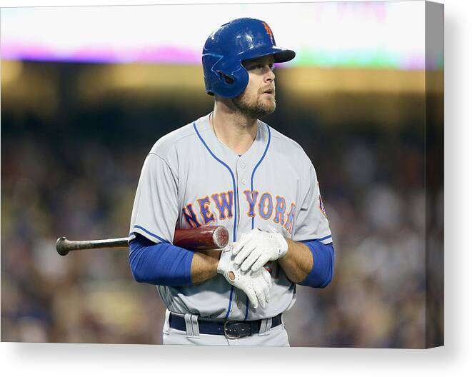 Ninth Inning Canvas Print featuring the photograph Clayton Kershaw and Lucas Duda by Stephen Dunn