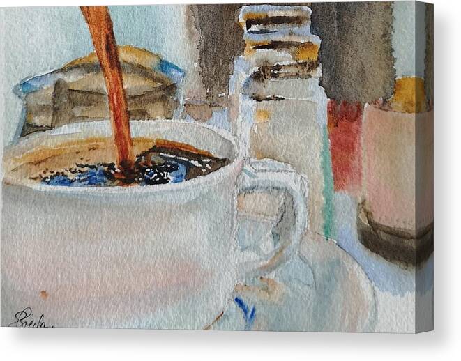 Still Life Canvas Print featuring the painting Coffee by Sheila Romard