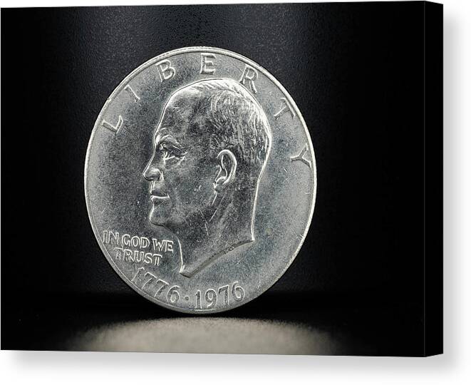 Ike Eisenhower Canvas Print featuring the photograph Coin Collecting - 1776-1976 Ike Eisenhower Dollar Coin Face by Amelia Pearn