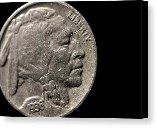Coin Canvas Print featuring the photograph Coin Collecting - 1936 Nickel by Amelia Pearn