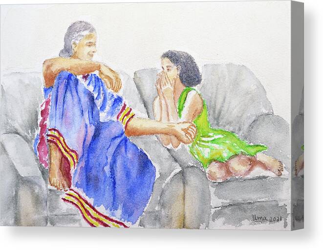 Confidant Canvas Print featuring the painting Confidant by Uma Krishnamoorthy