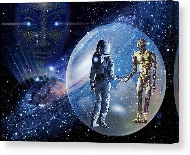Universe Canvas Print featuring the painting Contact by Hartmut Jager