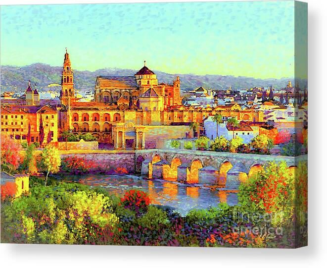 Spain Canvas Print featuring the painting Cordoba Mosque Cathedral Mezquita by Jane Small