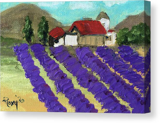 Lavender Canvas Print featuring the painting Country Lavender Farm by Roxy Rich