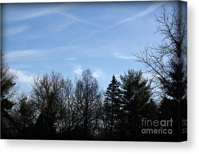 Landscape Photography Canvas Print featuring the photograph Criss Cross Cloud Formations by Frank J Casella