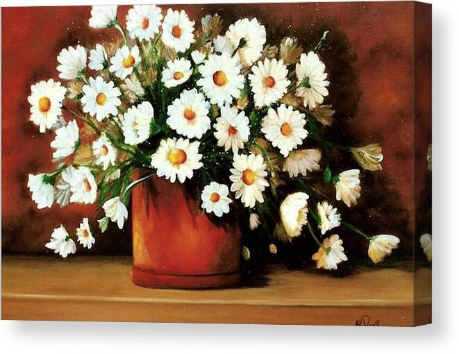 Daisies Canvas Print featuring the painting Daisy Doodle SOLD by Susan Dehlinger