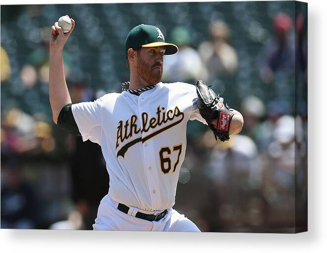 American League Baseball Canvas Print featuring the photograph Dan Straily by Thearon W. Henderson