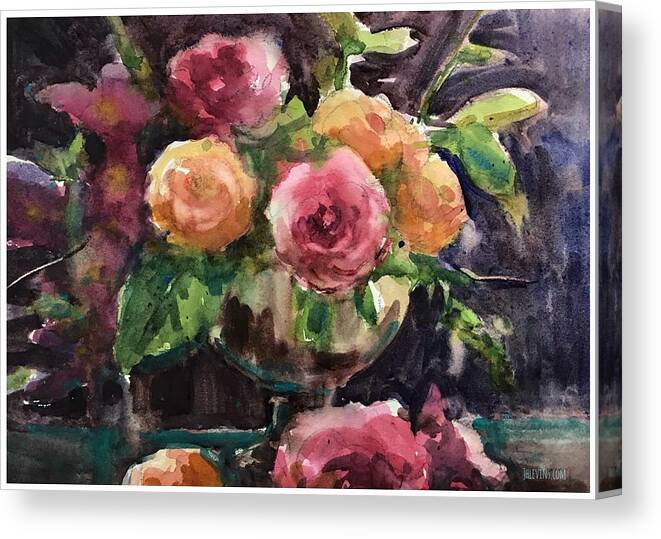 Floral Canvas Print featuring the painting Dark Beauty by Judith Levins
