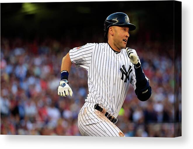 People Canvas Print featuring the photograph Derek Jeter by Rob Carr