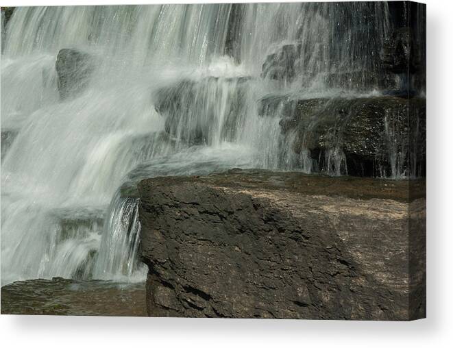 Devil's Den Water Waterfall Rocks Arkansas Scenic Nature Canvas Print featuring the photograph Devil's Den Dam - 0635 by Jerry Owens