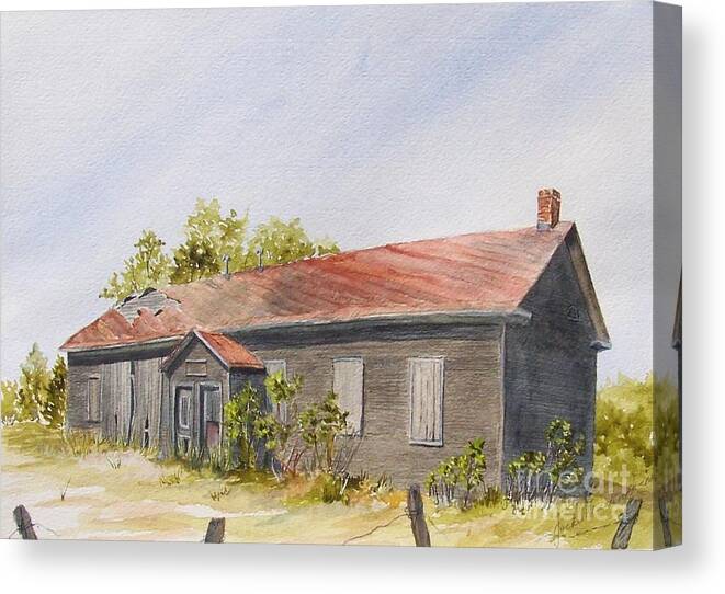 School House Canvas Print featuring the painting Did the bell ring? by Jackie Mueller-Jones