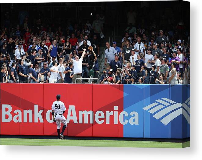 People Canvas Print featuring the photograph Domingo Santana and Aaron Judge by Al Bello
