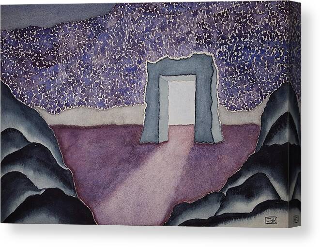Watercolor Canvas Print featuring the painting Door of Lore by John Klobucher