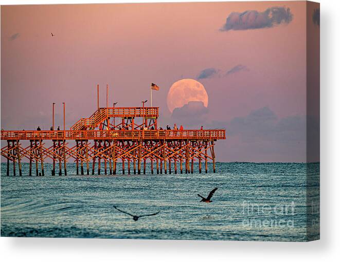 Sunset Canvas Print featuring the photograph Emerging Moon by DJA Images