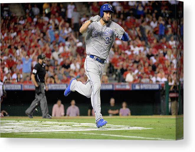 Game Two Canvas Print featuring the photograph Eric Hosmer by Harry How