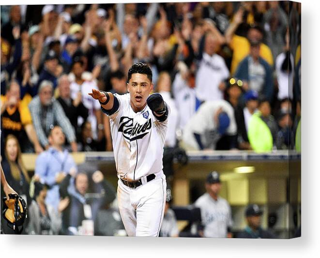 American League Baseball Canvas Print featuring the photograph Everth Cabrera by Denis Poroy
