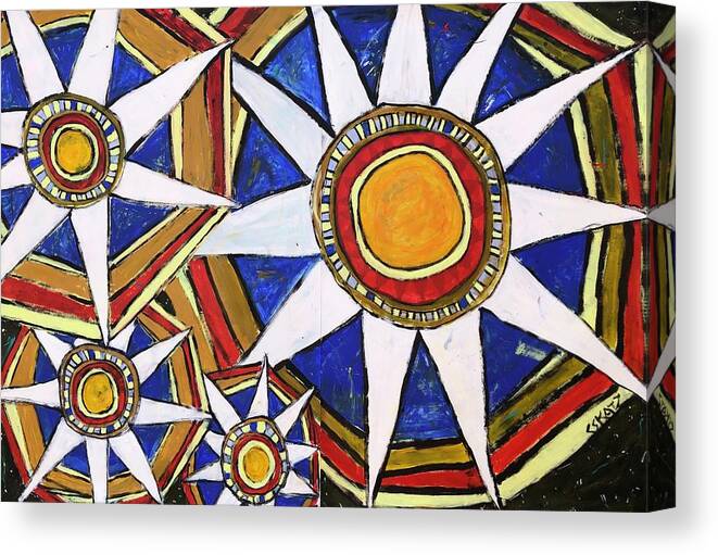 Red White And Blue Canvas Print featuring the painting Everybody Is a Star by Cyndie Katz