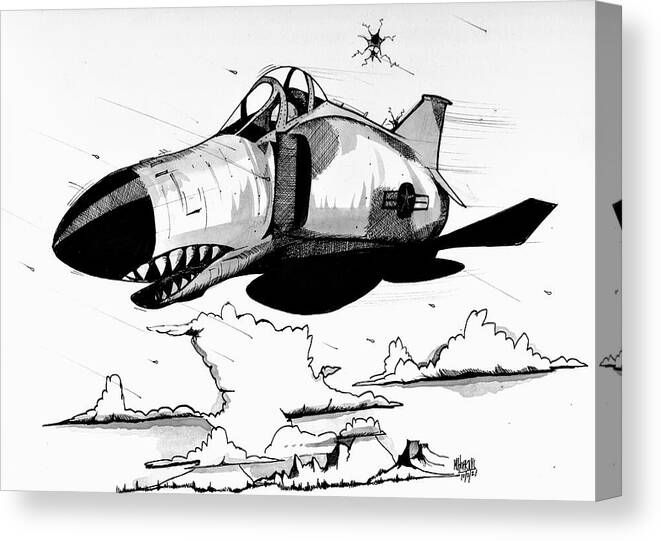 F4 Canvas Print featuring the drawing F-4 Phantom by Michael Hopkins