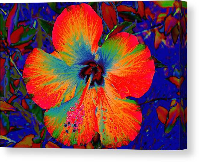 Hibiscus Canvas Print featuring the digital art Festooned Hibiscus by Larry Beat