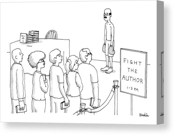 Captionless Canvas Print featuring the drawing Fight The Author by Charlie Hankin