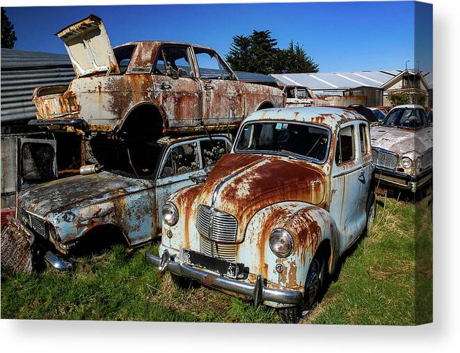 Wrecking Yard Canvas Print featuring the photograph Final Destination - Smash Palace. North Island, New Zealand by Earth And Spirit