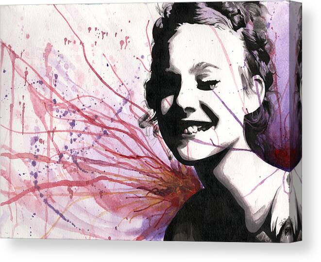 Portrait Canvas Print featuring the painting Fireworks Girl by Tiffany DiGiacomo