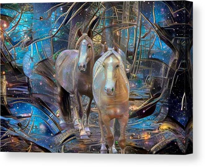 Horse Canvas Print featuring the digital art Forest Trails 1 by Listen To Your Horse