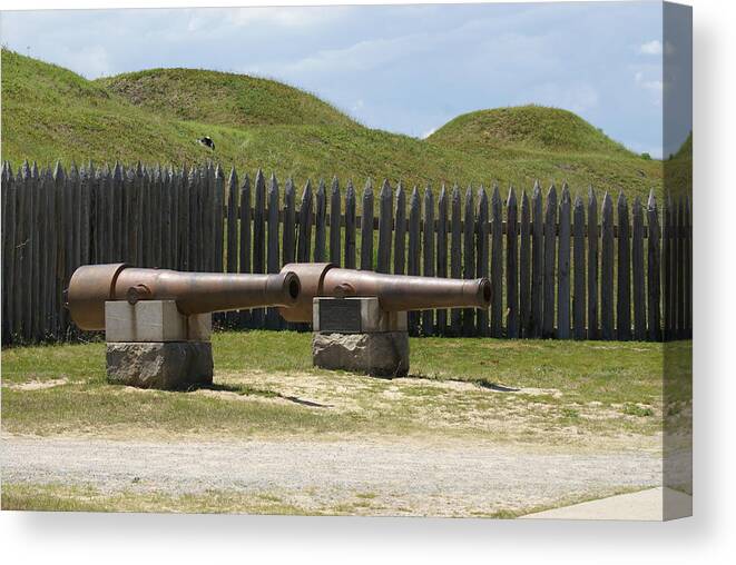  Canvas Print featuring the photograph Fort Fisher Cannons by Heather E Harman