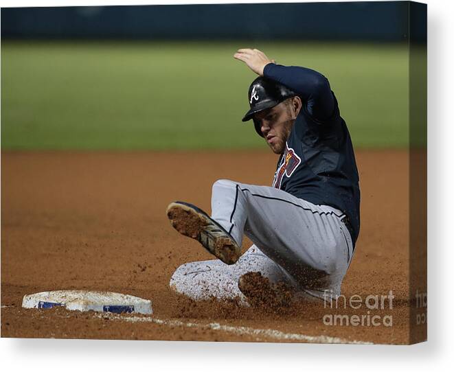 American League Baseball Canvas Print featuring the photograph Freddie Freeman by Rick Yeatts