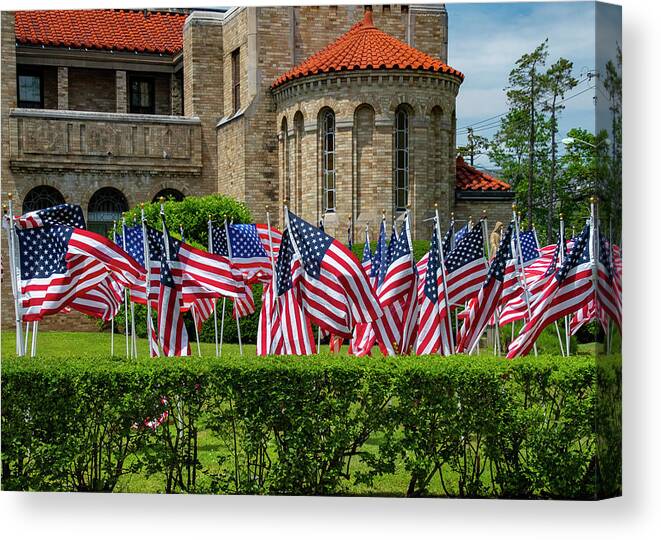 Flag Canvas Print featuring the photograph Freedom Waves by Cathy Kovarik