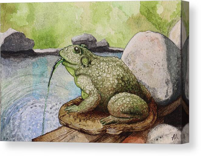 Frog Canvas Print featuring the painting Frog pond by Lisa Mutch