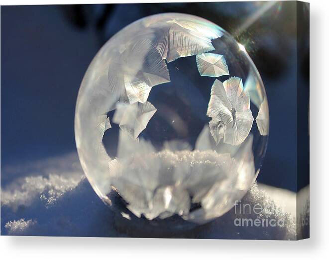 Soap Canvas Print featuring the photograph Frozen Soap Bubble Blues 2 by Nina Silver