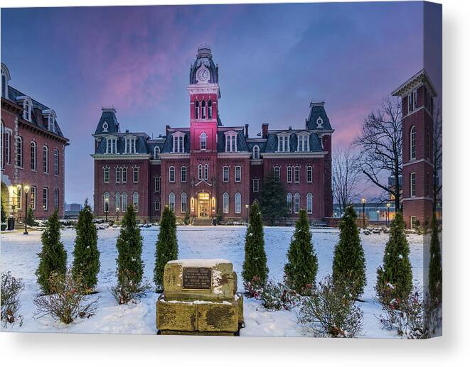Graduation Canvas Print featuring the photograph Gardens of Woodburn Hall at West Virginia University by Steven Heap