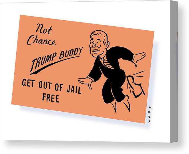 Captionless Canvas Print featuring the drawing Get Out Of Jail Free Card by Kim Warp
