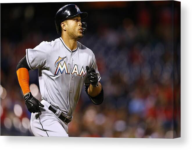 Three Quarter Length Canvas Print featuring the photograph Giancarlo Stanton by Rich Schultz