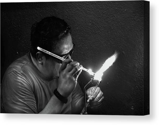 Flame Canvas Print featuring the photograph Glass Blower by Kevin Duke