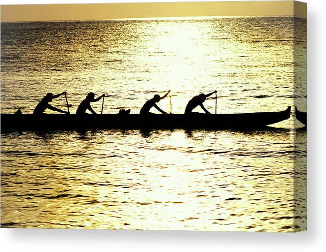 Hawaiian Canvas Print featuring the photograph Golden Outrigger by Sean Davey