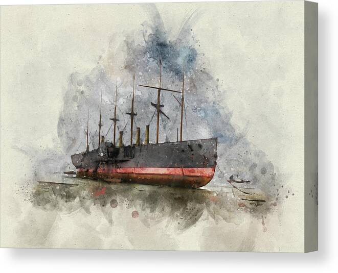 Steamship Canvas Print featuring the digital art Great Eastern by Geir Rosset