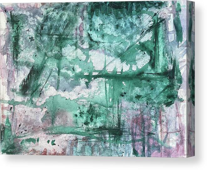 Green Canvas Print featuring the painting Green and purple three by Itsonlythemoon