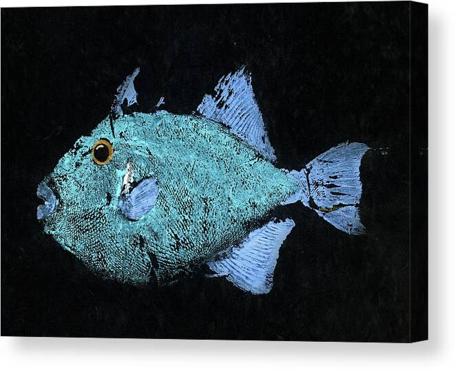 Rubbing Canvas Print featuring the mixed media Gyotaku Triggerfish 17-10 by Captain Warren Sellers