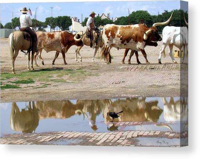Cowboys Canvas Print featuring the photograph Heading To The Avenue 1 by Amy Hosp