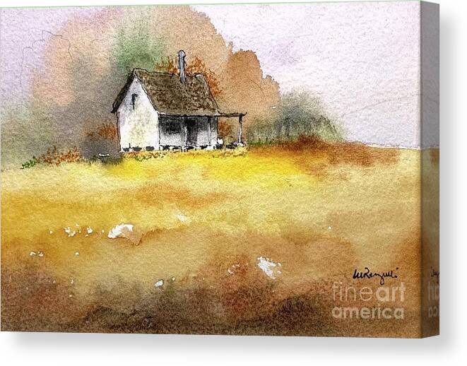 Watercolor Canvas Print featuring the painting Home Place by William Renzulli