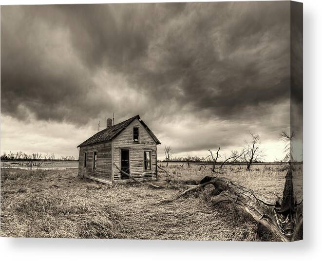 Abandoned Canvas Print featuring the photograph Homestead of the Danish immigrant to ND Lars Peder Hansen circa 1900 by Peter Herman