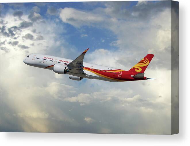 Hong Kong Airlines Canvas Print featuring the photograph Hong Kong Airlines Airbus A350-900 by Erik Simonsen