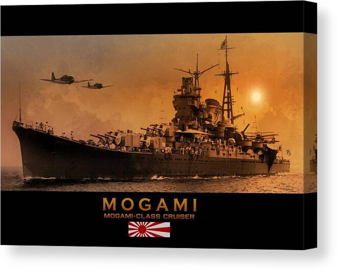 Ww2 Ships Canvas Print featuring the mixed media IJN Mogami Heavy Cruiser WW2 by John Wills