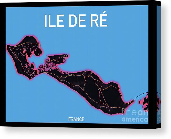 Ile De Re Canvas Print featuring the digital art Ile de Re Map by HELGE Art Gallery